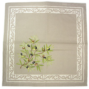 Provence print fabric tea towel (olives. taupe)